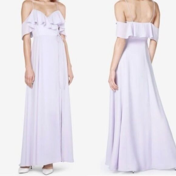Anthropologie Dresses & Skirts - Nwt Anthropologie fame and partners lavender ruffle Offshoulder wrap maxi dress